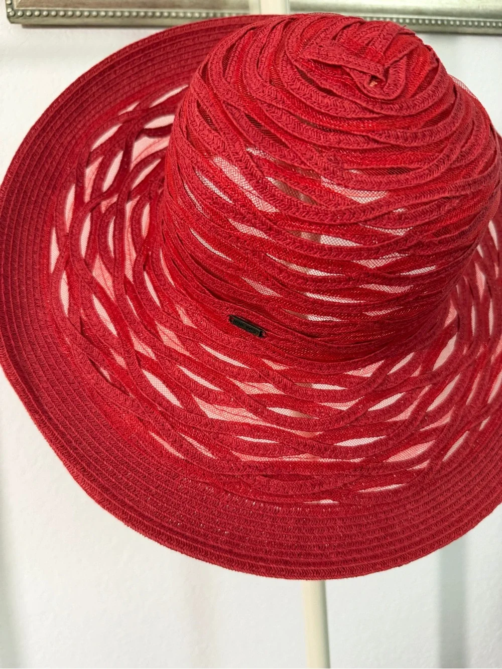 Nine West Red Crochet Knit Top with Open Weave